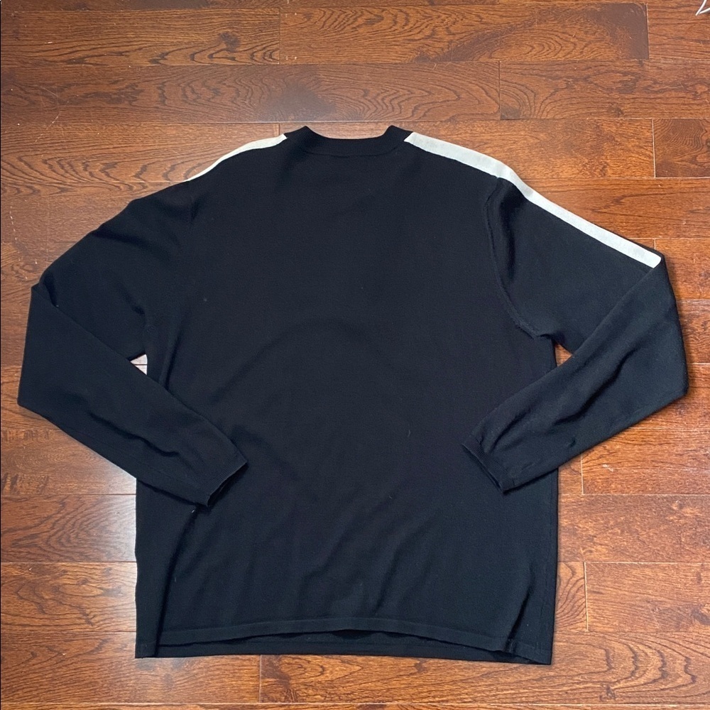Peak Performance Half-Zip Ski Sweater Size XL Black + Off-White Stripes Merino - Picture 8 of 12